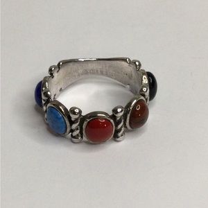 Sterling Silver Multi Color Stone Ring Size 9